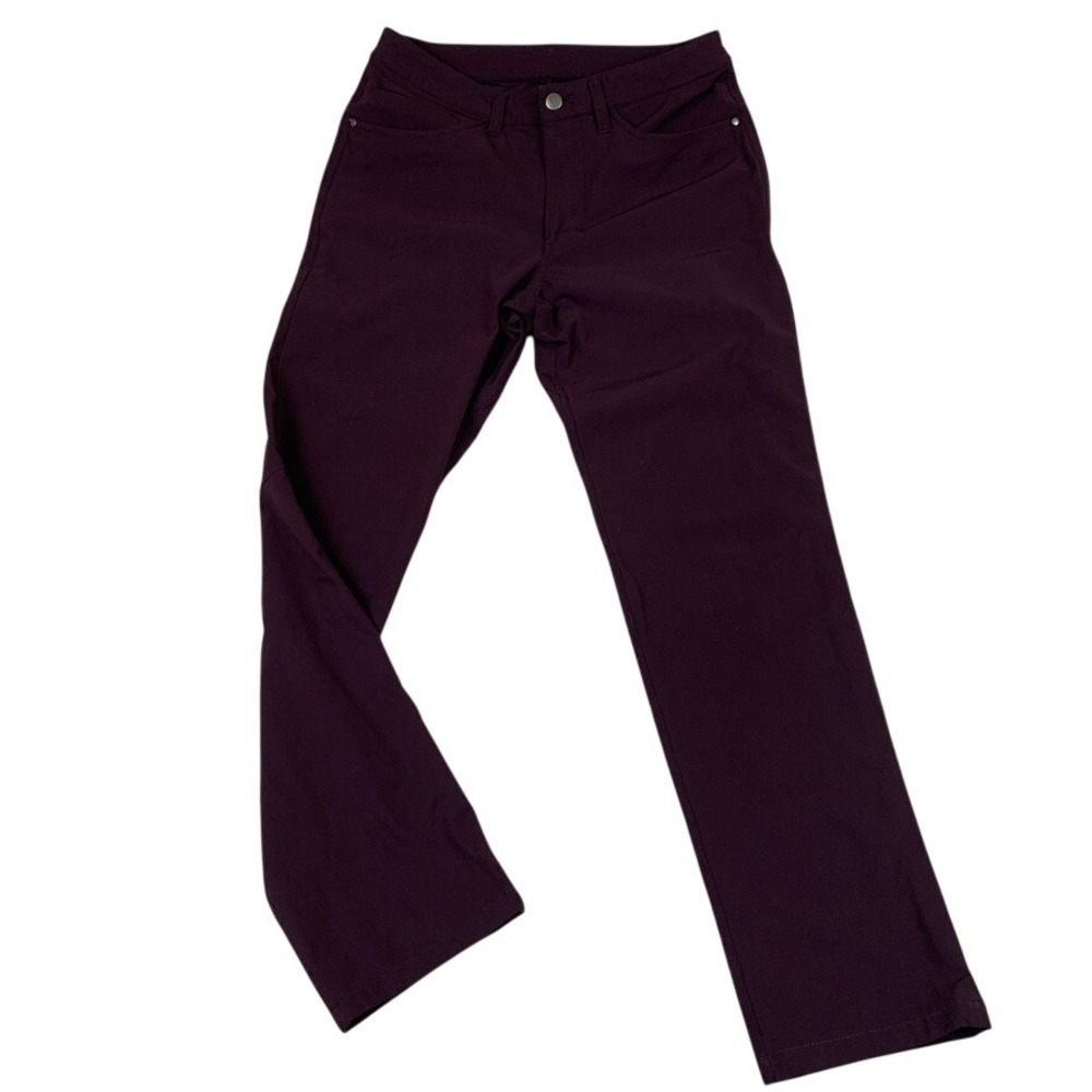 Lululemon City Sleek 5 Pocket Pant Burgundy Plum Straight Leg Size 28
